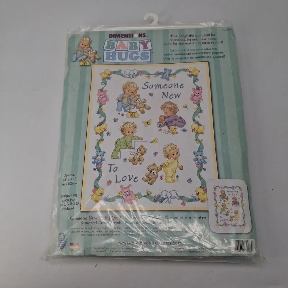 Dimensions Baby Hugs Stamped Cross Stitch Quilt Kit Someone New To  Love 72963
